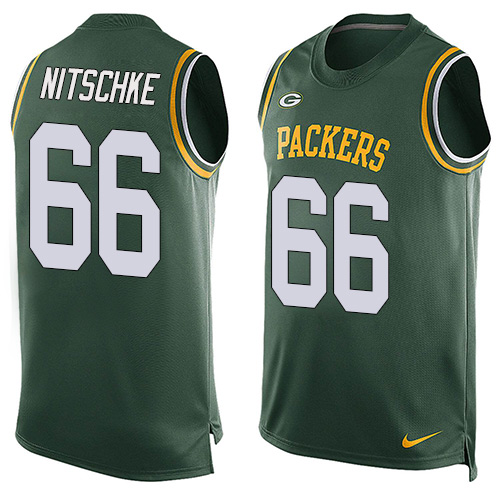 Men's Limited Ray Nitschke Nike Jersey Green - #66 Player Name & Number Tank Top NFL Green Bay Packers